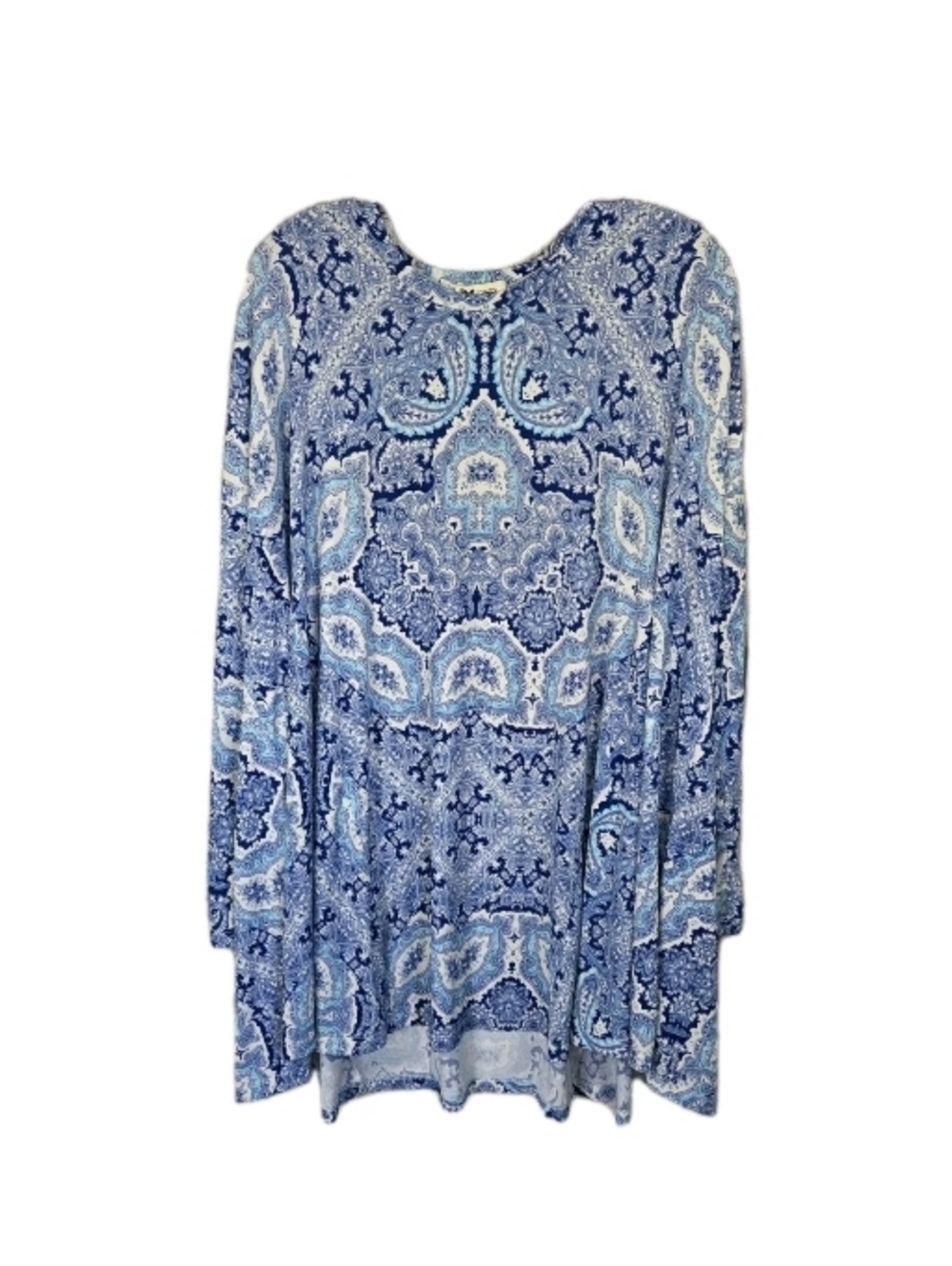 Show Me Your Mumu Womens Will Tunic Blouse Size XL Blue Paisley Print Artsy Bobo